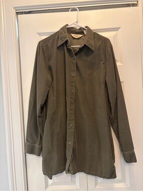 Eddie Bauer Grey (olive tinted) Corduroy Button-Front Shirt